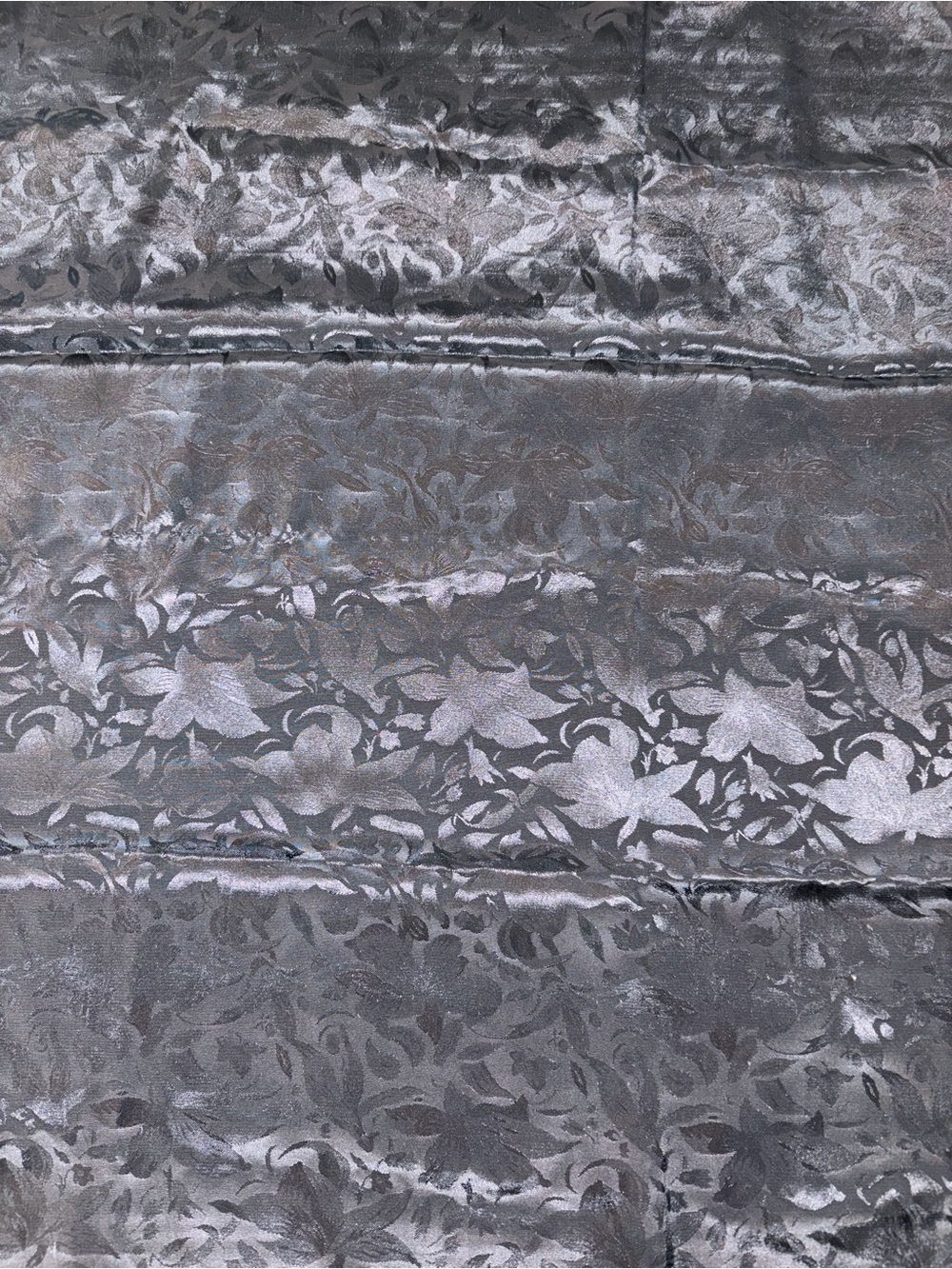 Large Square Scarf 29x29” Black Satin Floral Monochrome Formal Classic